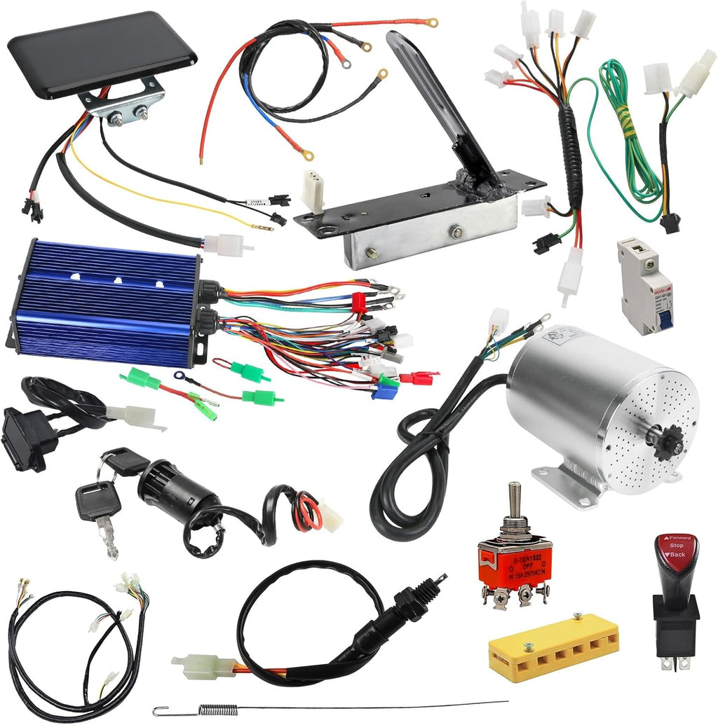 Electric DC Motor, 3000W 72V Brushless Motor Kit 4900rpm High Speed Electric Scooter Motor for Go Kart e Bike Golf Cart Motorcycle with Speed Controller, Throttle Pedal, Keylock