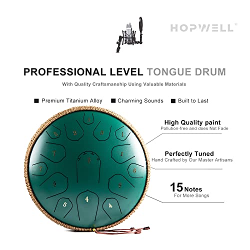15 Inch Steel Tongue Drum with Music Book, Mallets and Carry Bag R915