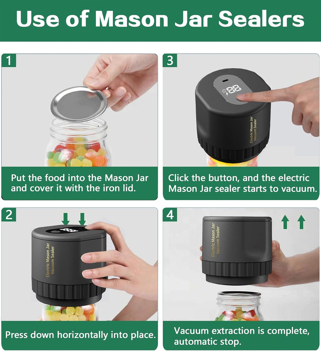 Electric Mason Jar Vacuum Sealer for Canning Jars with Regular Lids C45033
