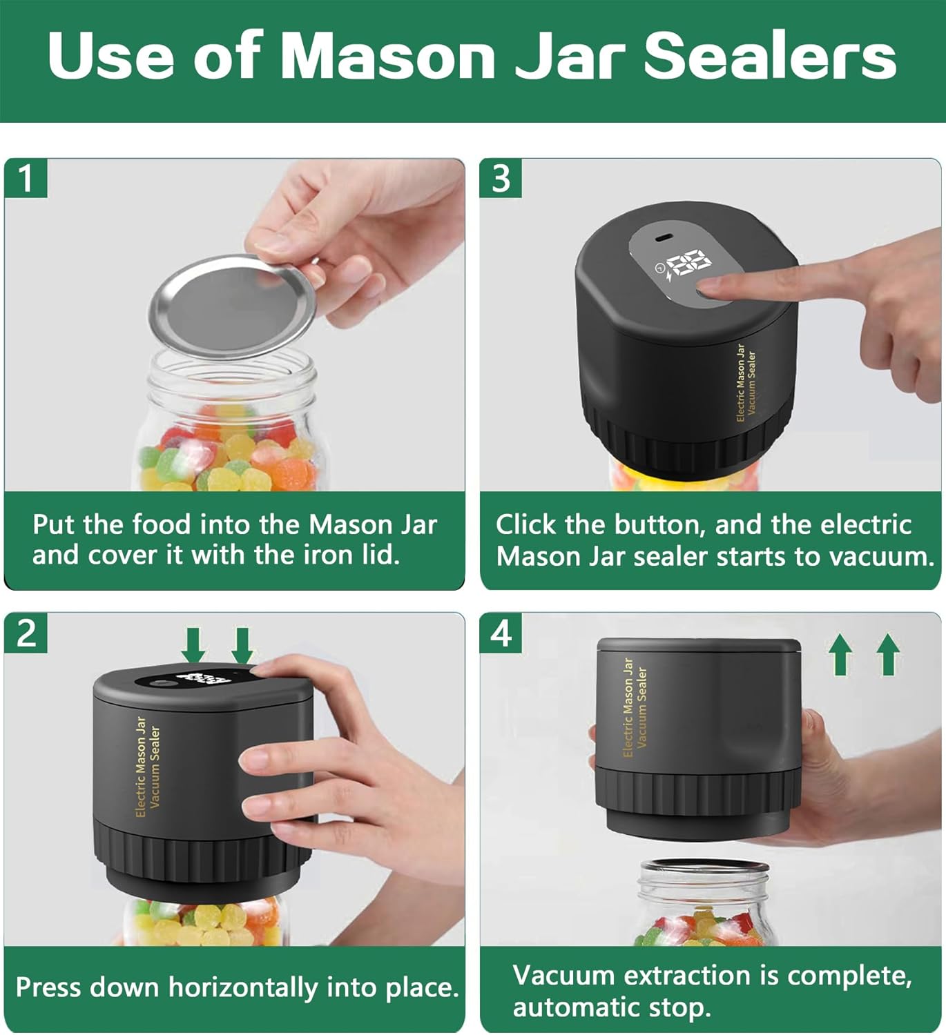 Electric Mason Jar Vacuum Sealer for Canning Jars with Regular Lids C45033