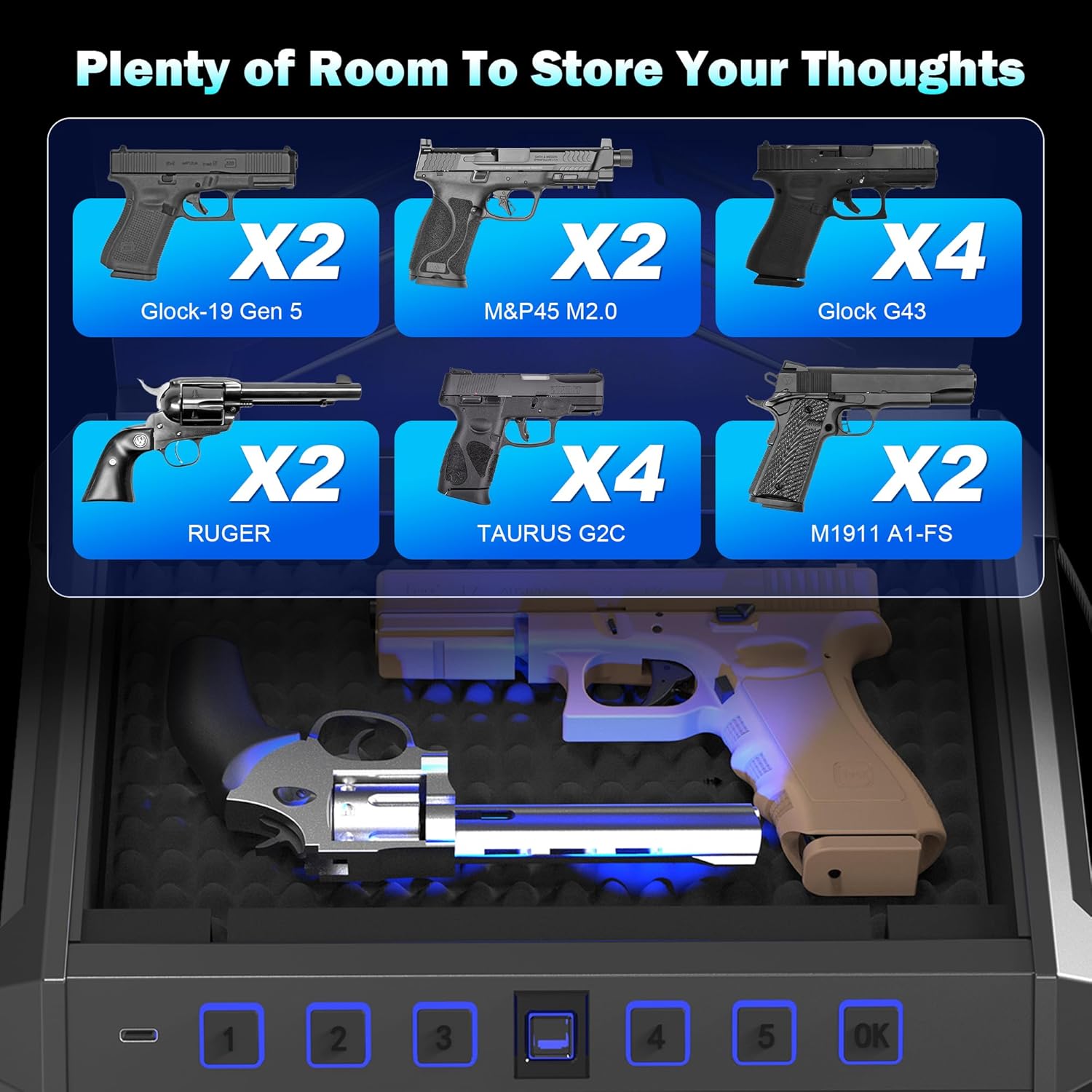 All Metal Quick-Access Pistol Safe with Fingerprint Lock I187935