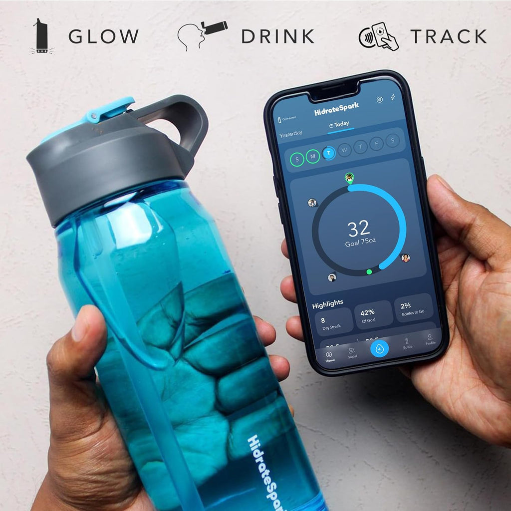 Smart Water Bottle – Insulated Stainless Steel – Tap to Track Intake, LED Reminder, 20 oz Z4638
