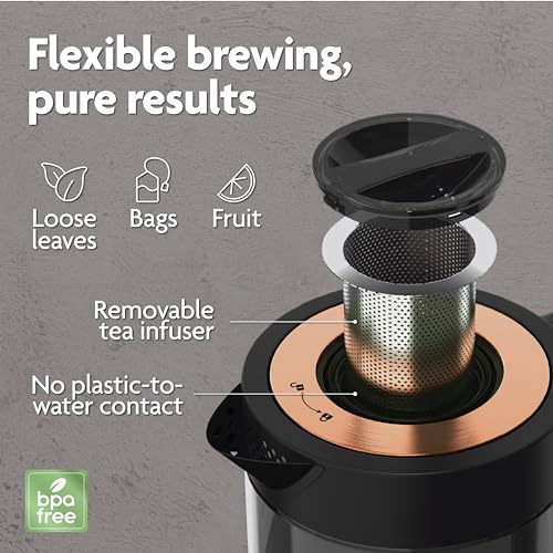 Electric Kettle with Tea Infuser, 1.5 Liters, Midnight Blue M18713