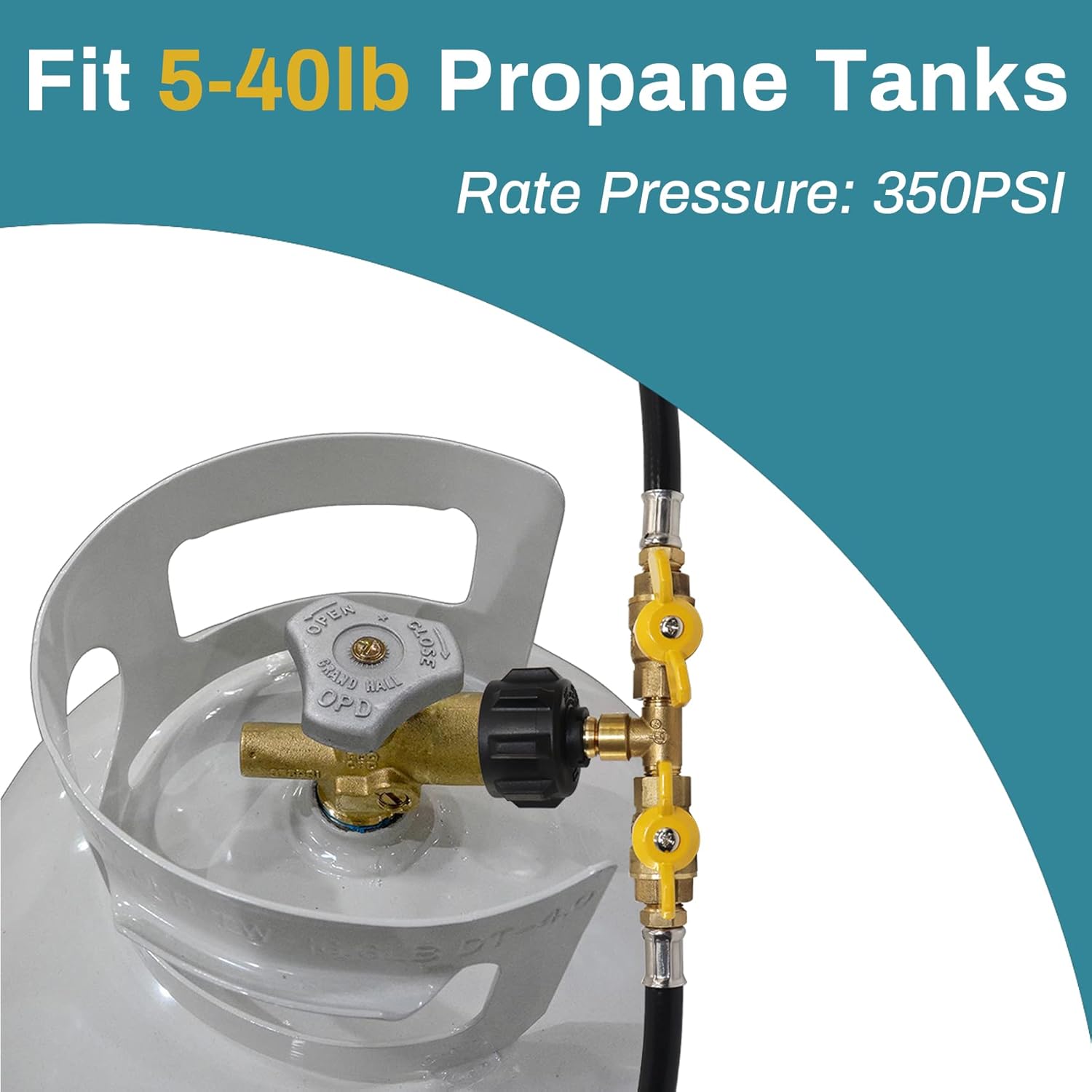 Propane 2 Way Splitter Adapter Hose with Shut Off Valve N87366