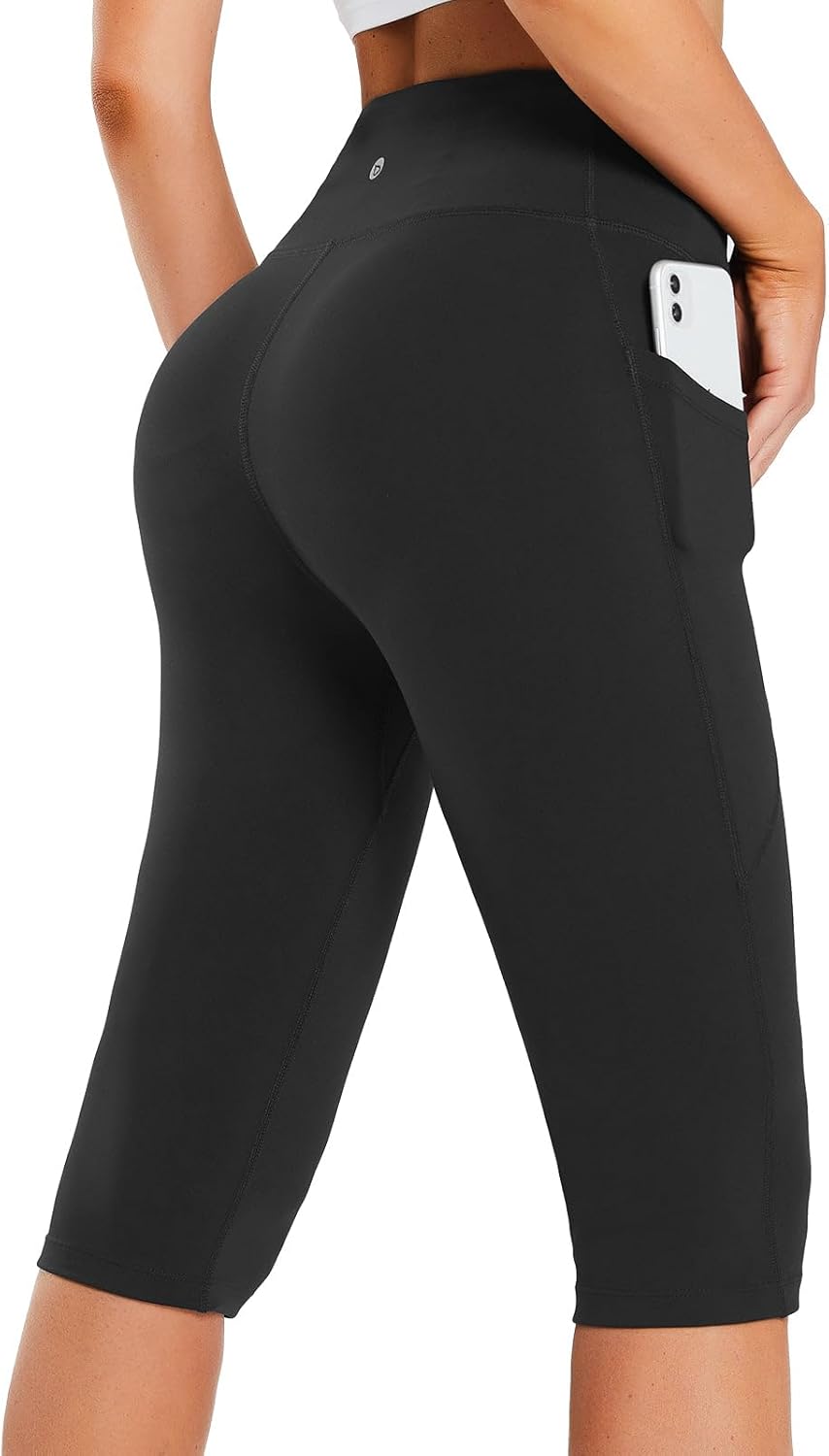 BALEAF Women's Capris with Pockets Knee Length Capri Leggings High Waisted Stretch for Casual Summer Yoga Workout Exercise