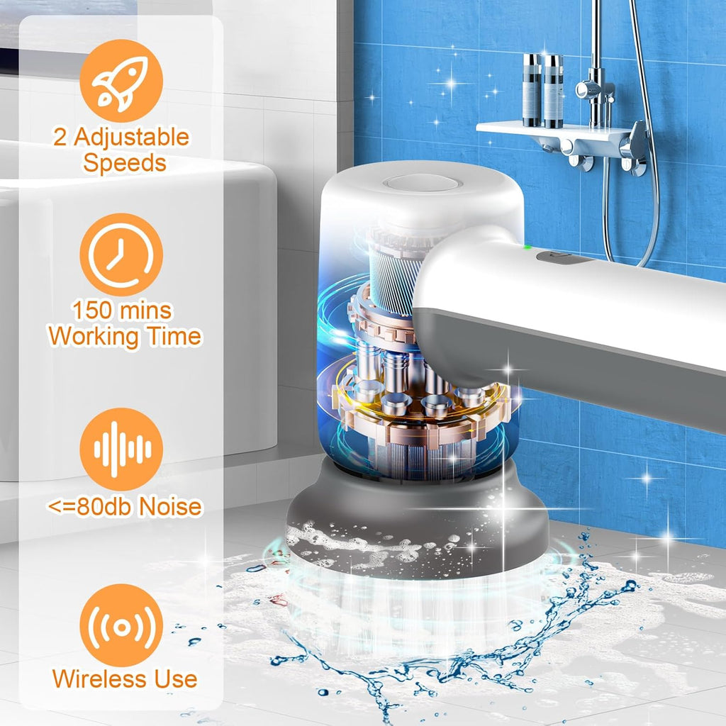Cordless Electric Spin Scrubber with 5 Brush Heads D983221
