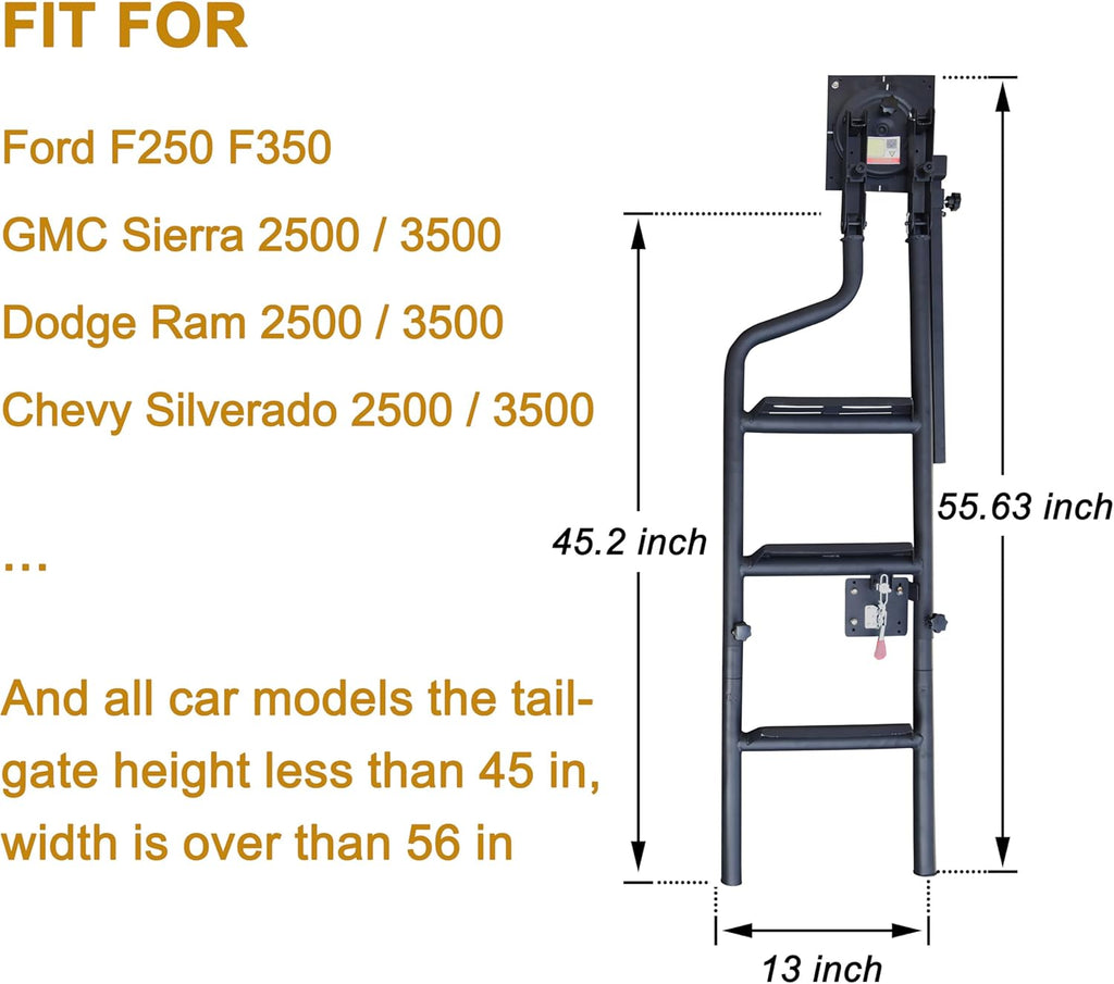 Foldable Pickup Truck Tailgate Ladder with Grab Handle L9291