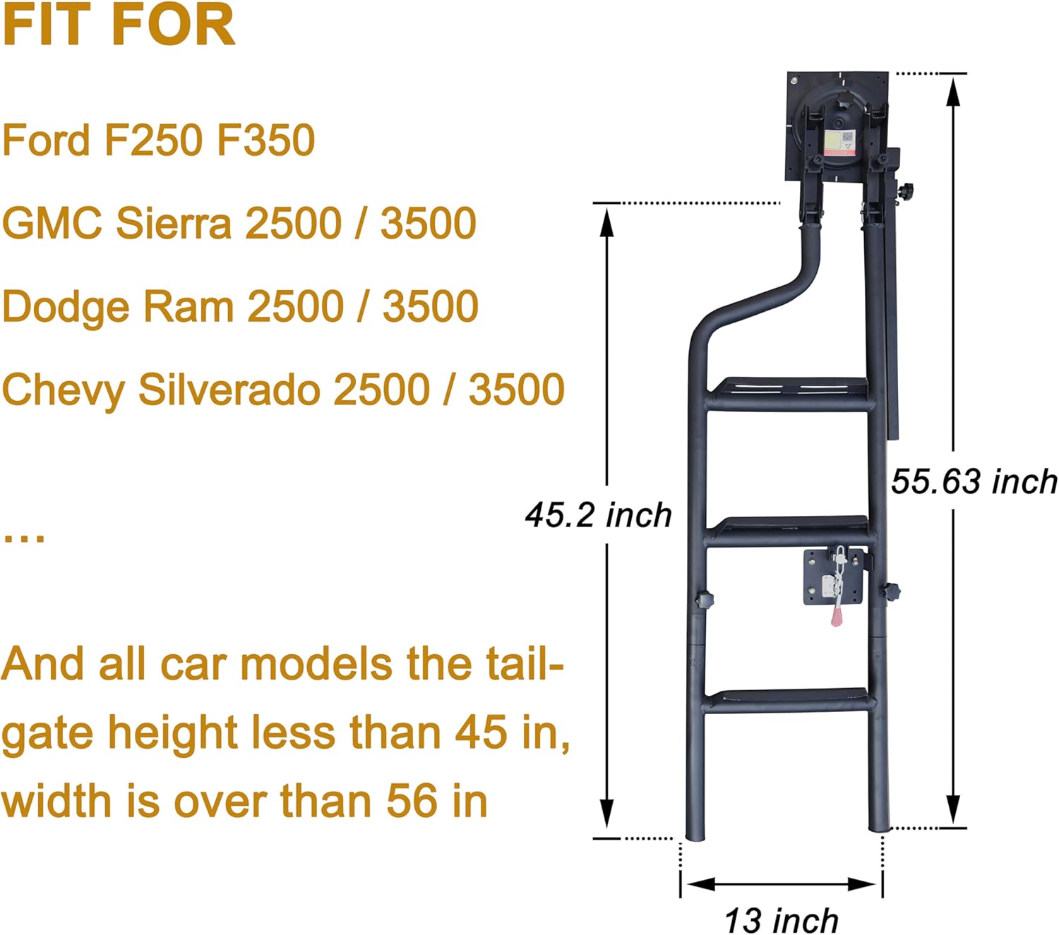 Foldable Pickup Truck Tailgate Ladder with Grab Handle L9291