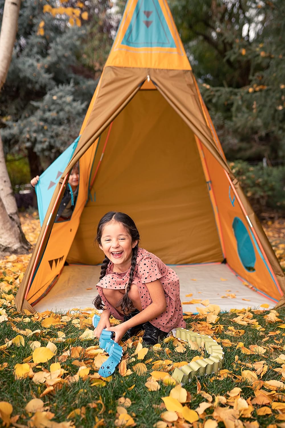 Kids Giant Tee Pee Tent Playhouse, 59 x 59 x 96 Inches, Brown Y9963