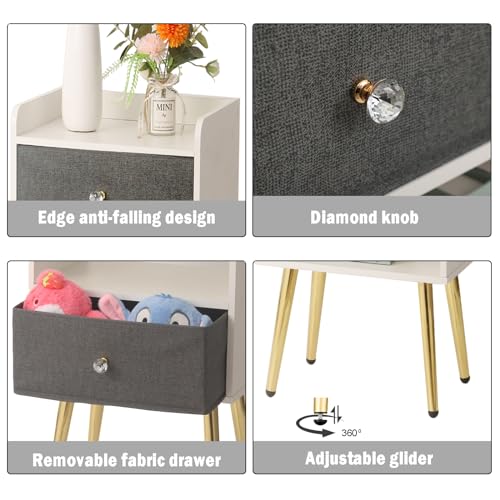 White Nightstand with Drawer and Shelf C801