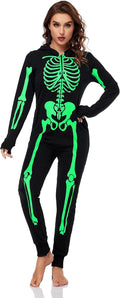 URATOT Women Skeleton Costume Glow in The Dark Halloween Onesie Pajama