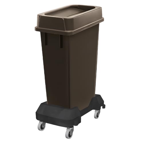 23 Gallon Trash Can with Wheels and Lid, Wheeled Trash Can, Rolling Trash Can, Trash Can with Dolly, Garbage Can with Wheels [Grey]