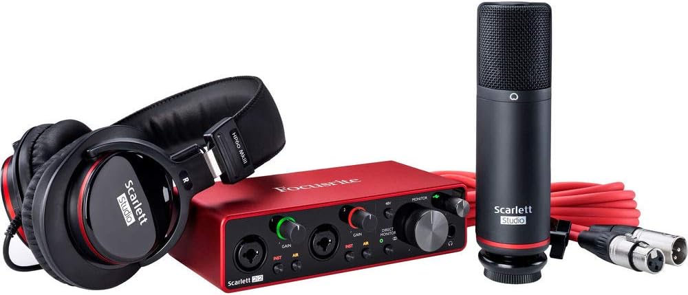 2-in, 2-out USB Audio Interface with Microphone & Headphones Bundle W380869