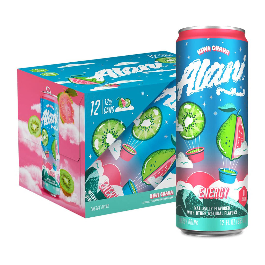 Alani Nu KIWI GUAVA Sugar Free, Low Calorie Energy Drinks | 200mg Caffeine | Pre Workout Performance with Antioxidants | Biotin B Vitamins | Zero Sugar | 10 Calories | 12 Fl Oz Cans (12 Pack)