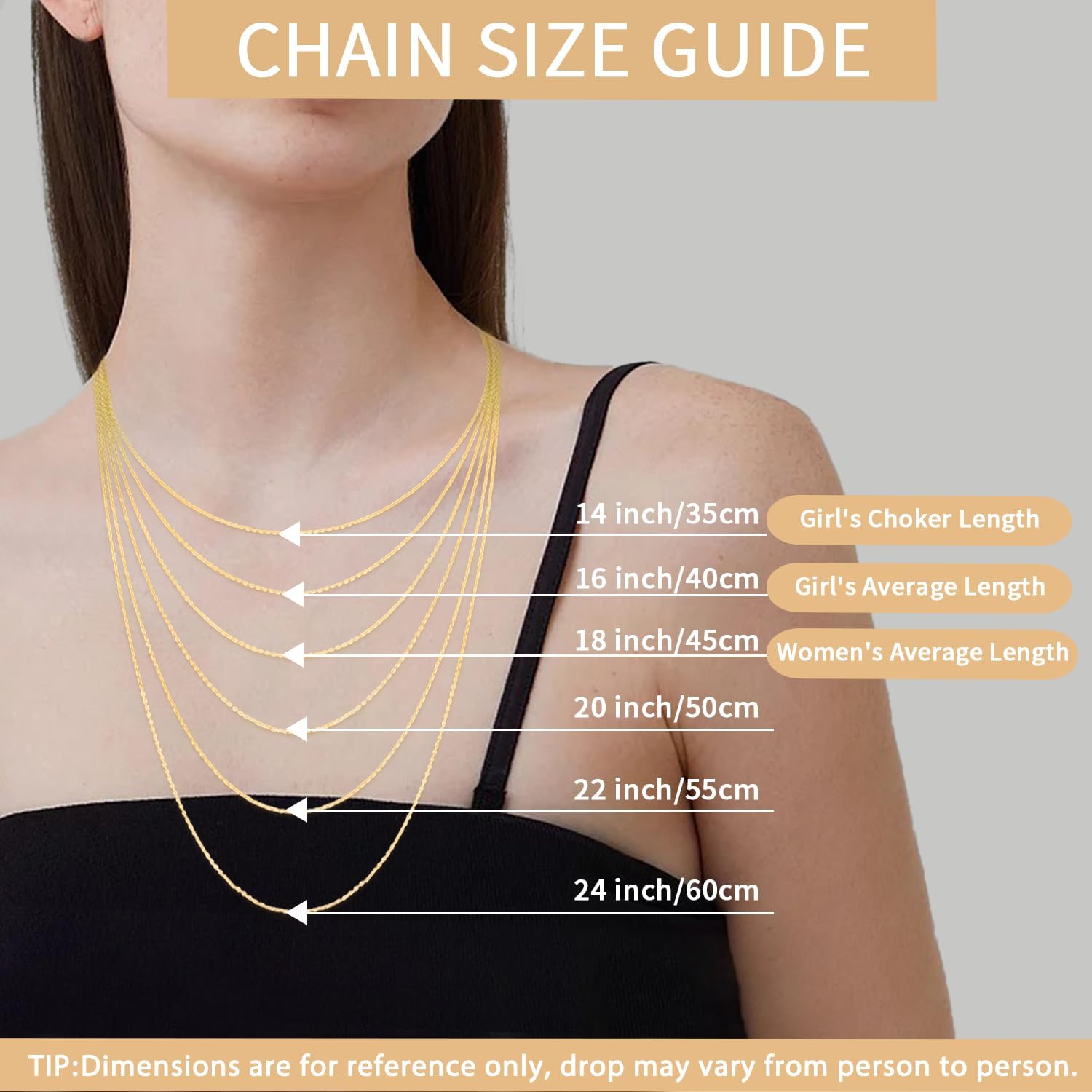 Solid 18k Gold Over 925 Sterling Silver Chain Necklace for Women, 1.1mm Cable Chain V952641