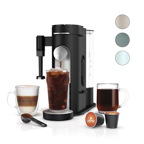 Ninja Pods & Grounds Specialty Single-Serve Coffee Maker, K-Cup Pod Compatible, Built-In Milk Frother, 6-oz. Cup to 24-oz. Travel Mug Sizes, Iced Coffee Maker, Sage Green, PB051SG
