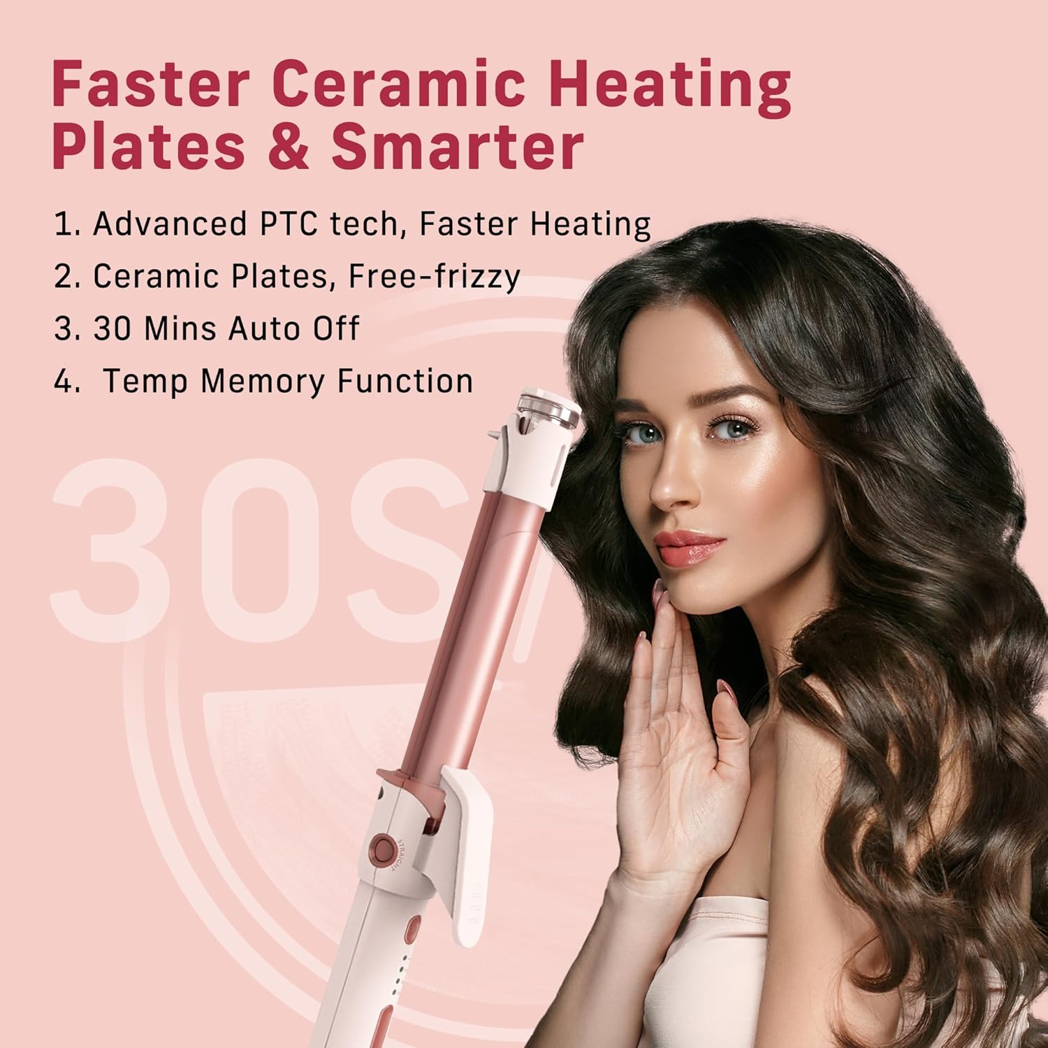 2-in-1 Curler Iron and Steam Hair Straightener, 1" Ceramic Curling Wand with Negative Ions O954466