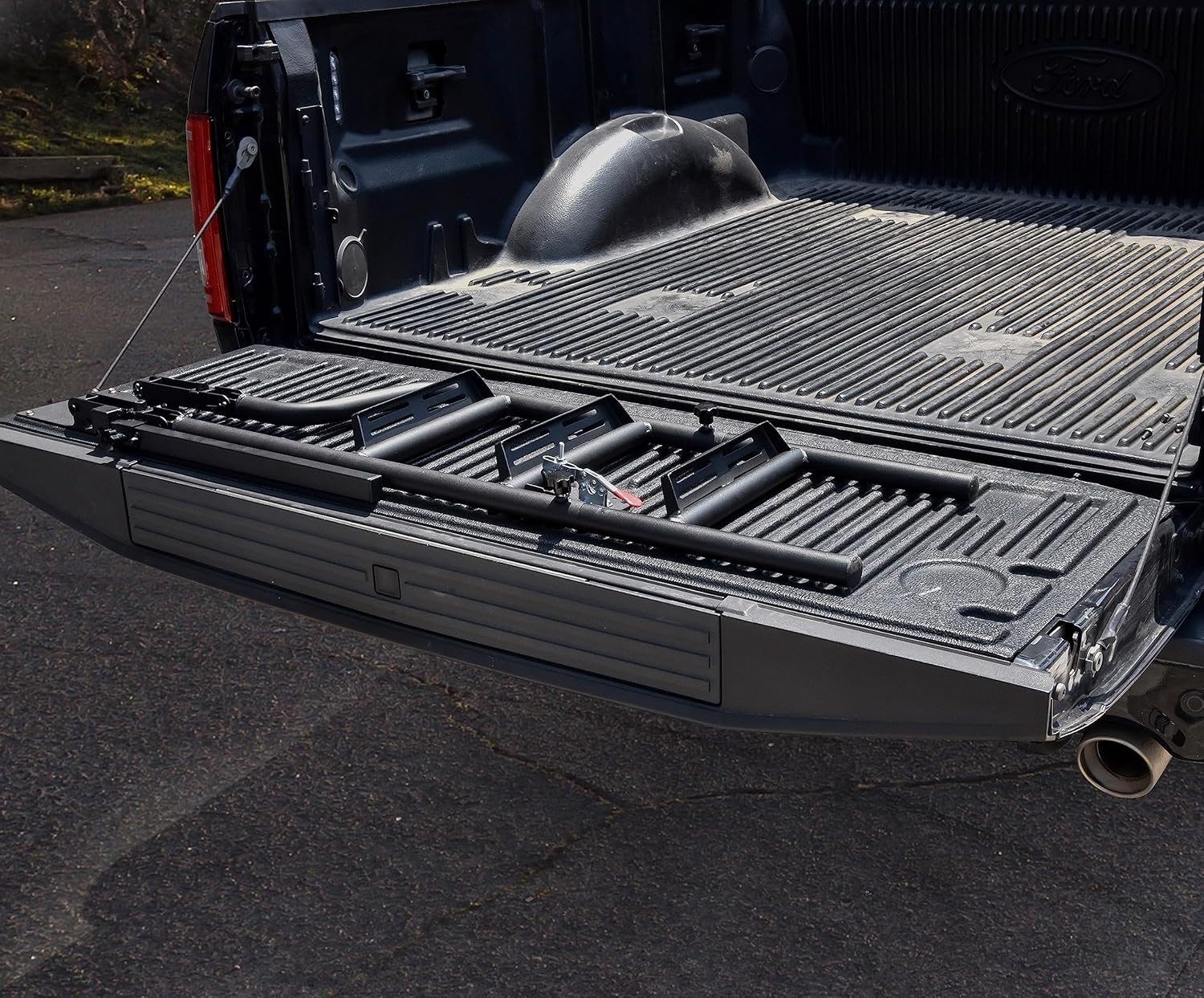 Foldable Pickup Truck Tailgate Ladder with Grab Handle, Heavy Duty Folding Step Ladder X190