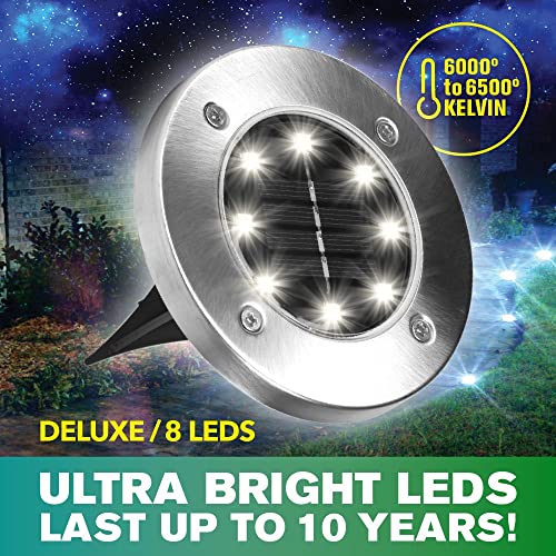 Solar Disk Lights Outdoor, Waterproof LED, Set of 8 X46883