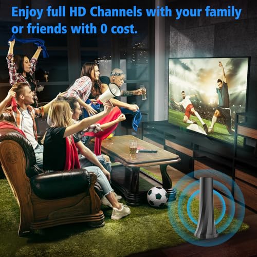 TV Antenna Indoor 980+ Miles Range 360° Reception with 25ft Coax Cable R500080