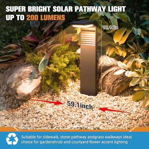 Solar Pathway Lights Outdoor 4 Pack, Warm White and Cool White, Waterproof for Walkway Driveway Lawn U706