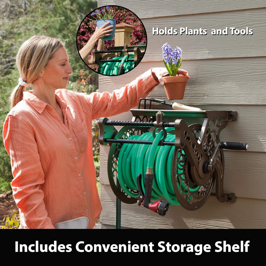 Wall Mount Garden Hose Reel, Bronze K1847