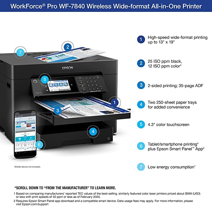 Wireless All-in-One Inkjet Printer with Wide-Format Printing, Auto Duplex, Copy Scan Fax H473