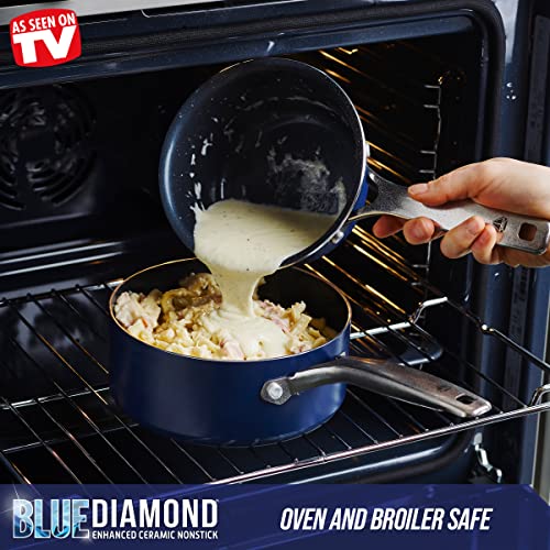 Diamond Infused Ceramic Nonstick Saucepan Pot Set, 1 & 2 Quart, Dishwasher Safe C5368