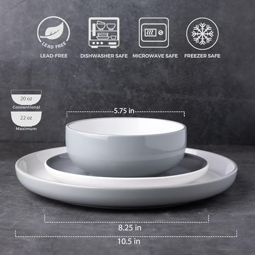 18-Piece Ceramic Dinnerware Set for 6, White Stoneware Plates and Bowls, Dishwasher Safe U868