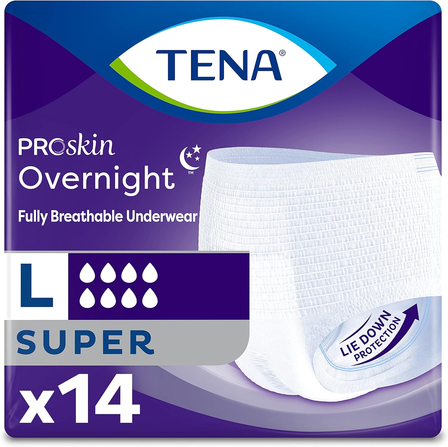 Overnight Super Protective Incontinence Underwear, Heavy Absorbency, Unisex, Large, 14 Count T96702