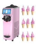 Commercial Ice Cream Maker Mchine, 7 Inch LCD Touch Screen 4.2 to 4.7 Gal/H Soft Serve Machine with Pre-cooling frequency conversion,1050W Soft Serve Ice Cream Machine With 1.6 Gal Tank