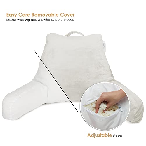 Reading Pillow for Bed, Shredded Memory Foam Back Support with Pockets U8285