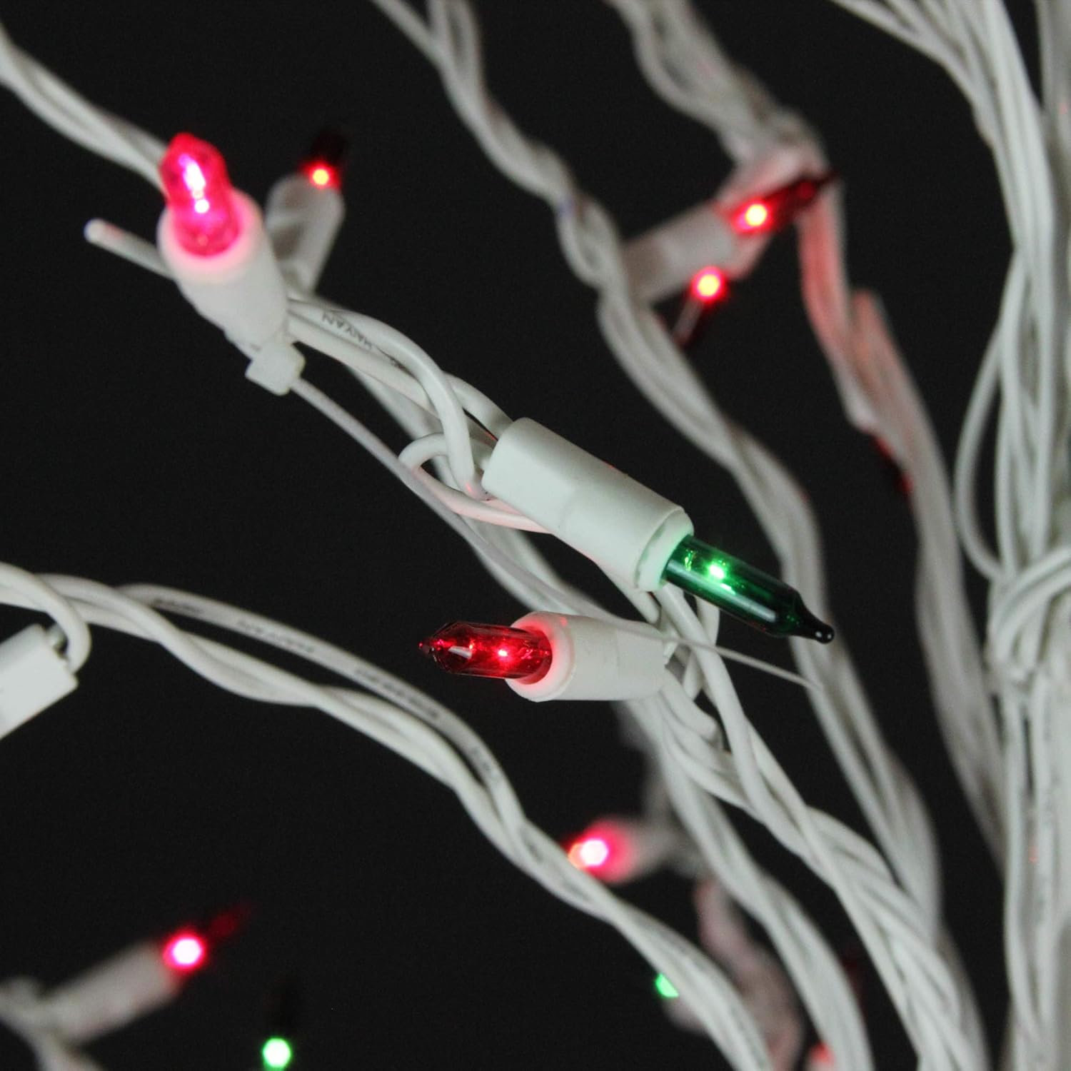 White Cascade Twig Tree Christmas Outdoor Decoration with Multi Lights D6034