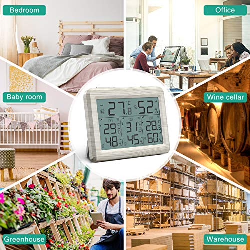 Indoor Outdoor Thermometer with 3 Wireless Sensors, LCD Backlight E6596