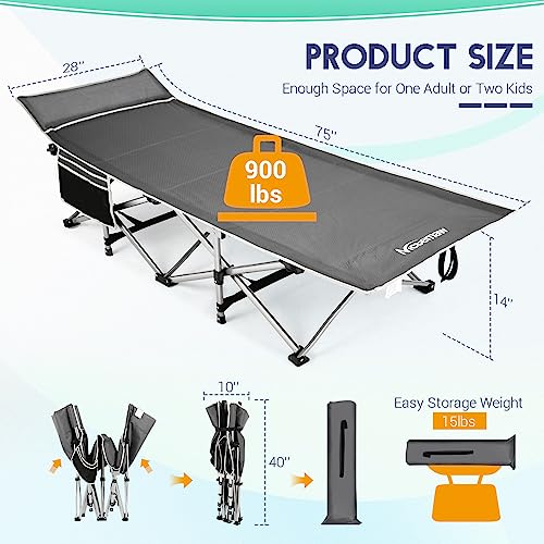 Folding Camping Cot for Adults, Heavy Duty with Pad and Carry Bag S3757