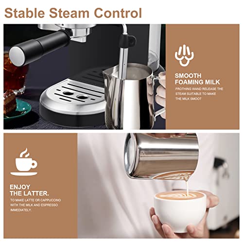 20 Bar Espresso Machine with Detachable Water Tank, Black S49415