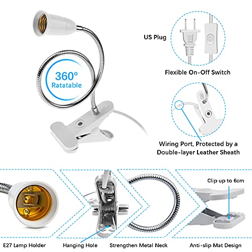 Clip-On Lamp Socket with Switch, 2-Pack, E26/E27 K532
