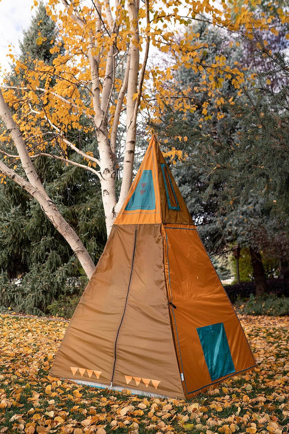 Kids Giant Tee Pee Tent Playhouse, 59 x 59 x 96 Inches, Brown Y9963