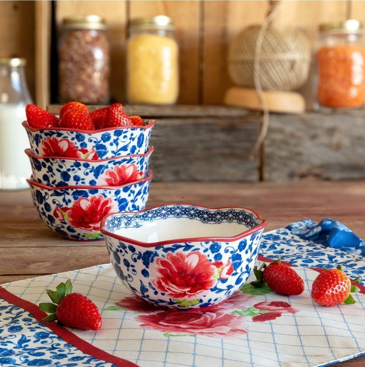 12-Piece Heritage Floral Dinnerware Set, Blue D12632