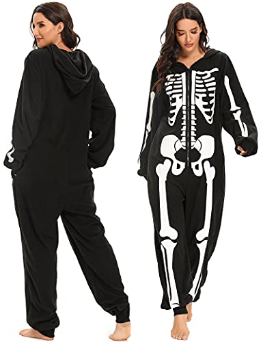 Skeleton Plush Pajamas Onesie for Women P2535