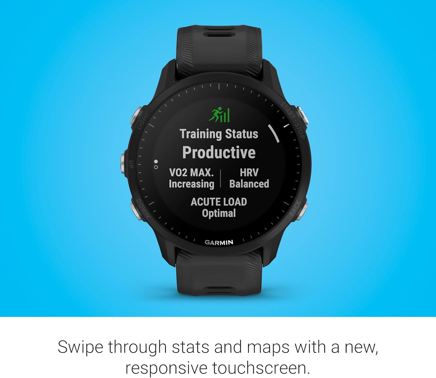 GPS Running Smartwatch for Triathletes, Long-Lasting Battery, Black W58135