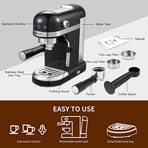 20 Bar Espresso Machine with Detachable Water Tank, Black S49415