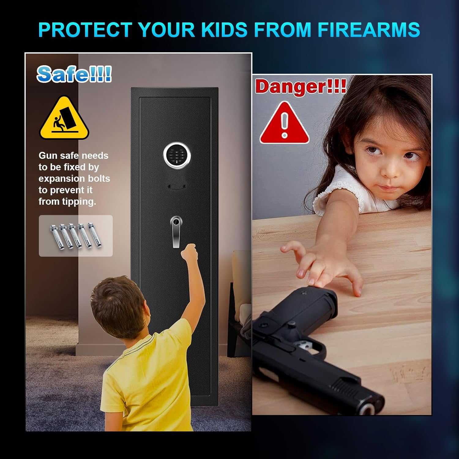 Rifle Gun Safe Cabinet with Digital Keypad and LED Light K29582