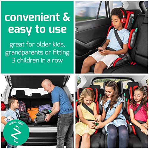 Foldable Highback Booster Car Seat, Adjustable Narrow, Slate Grey A633