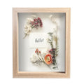 FrameWorks 11” x 11” Dark Oak Wooden Shadow Box Frame – Display Case with Soft Felt Back, Memory Box with Tempered Glass, Display Box with Elegant White Ball Push Pins, Wooden Flower Box