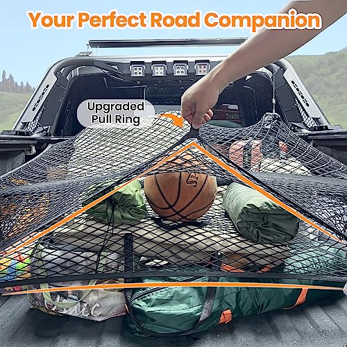 Truck Bed Net, Elastic Cargo Net, Stretches 4x4 to 7x7 O699