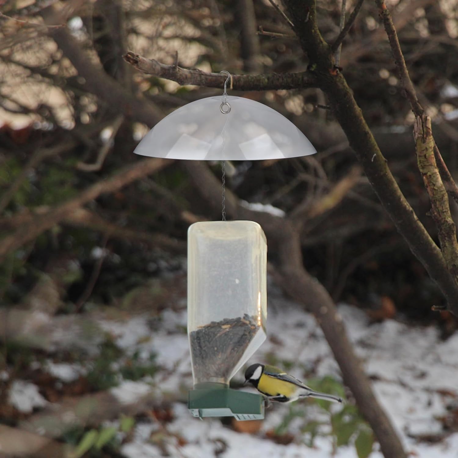 Bird Feeder Protective Dome Cover with Chains for Outdoor Hanging R555