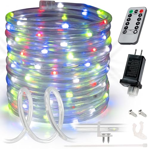 WYZworks 20ft Green LED Rope Light - 8 Modes, Waterproof Outdoor Accent Lighting with Remote, Flexible Clear Tube, ETL Certified, Garden, Patio, Backyard, Holiday Christmas, Tree, Ambient Decor