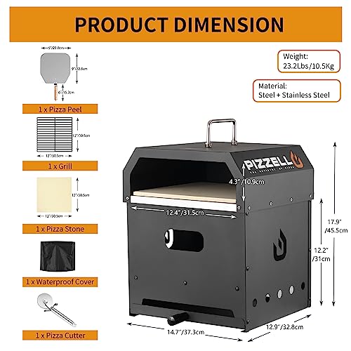 Outdoor Pizza Oven Wood Fired with Pizza Stone and Cover L85153
