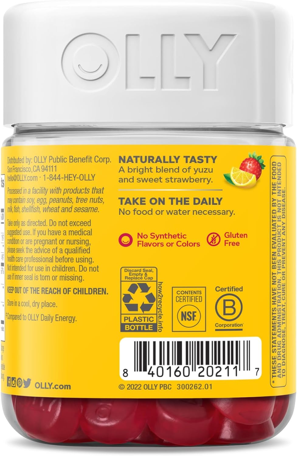 Energy Gummy Supplement with Vitamin B12, Caffeine Free, Berry Flavor N3916